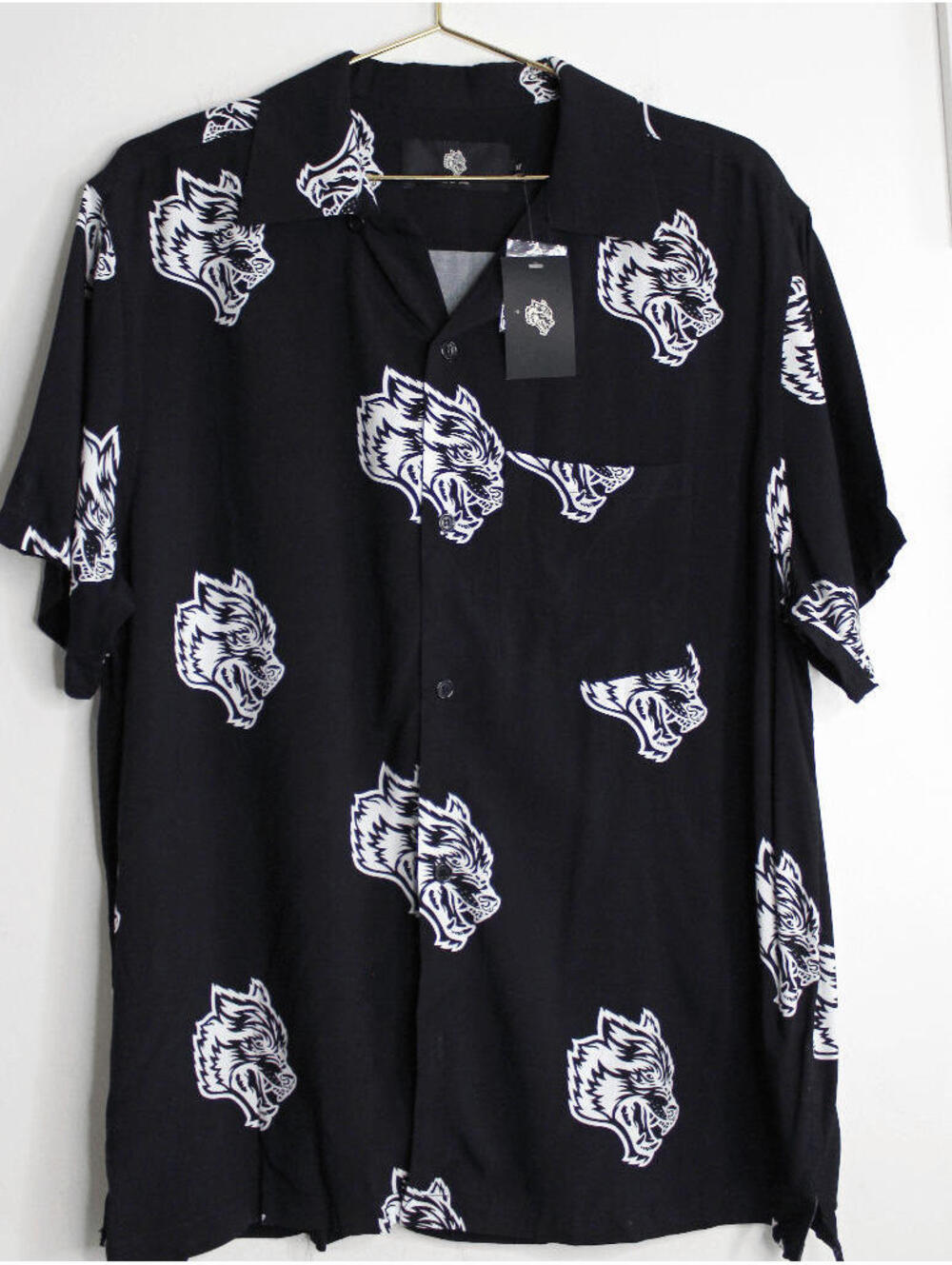 NWT Black Darc Sport Club Monogram Ace Button Up - M